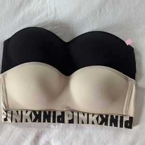 2 Victoria secret elastic strapless bras